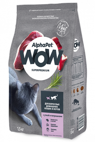 АльфаПет WOW д кош Утка с потрошками 350г
