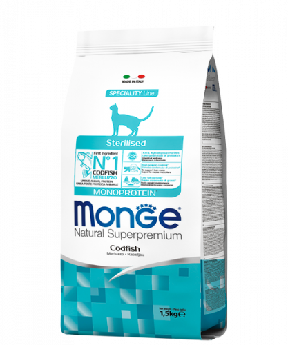 Monge Cat Sterilized д к стерил. с треской 1,5кг