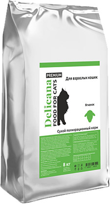 Delicana сухой д кошек 8кг с ягненком