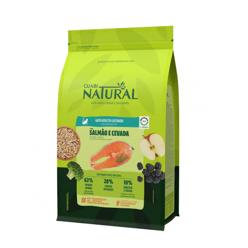 Guabi Natural Cat Sterilised Лосось ячмень 1,5кг