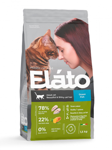 Elato Holistic д кош для шерсти Рыба 1,5кг