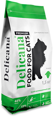 Delicana сухой д кошек 1,5кг Ягненок