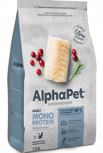 АльфаПет Monoprotein д кош Белая рыба 1,5кг