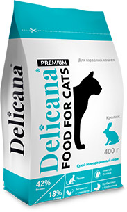 Delicana сухой д кошек 400г Кролик